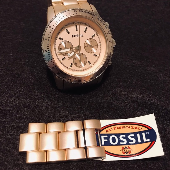 Modern Courier Chronograph Rose Gold-Tone Fossil Stainless Steel Watch - Picture 2 of 6